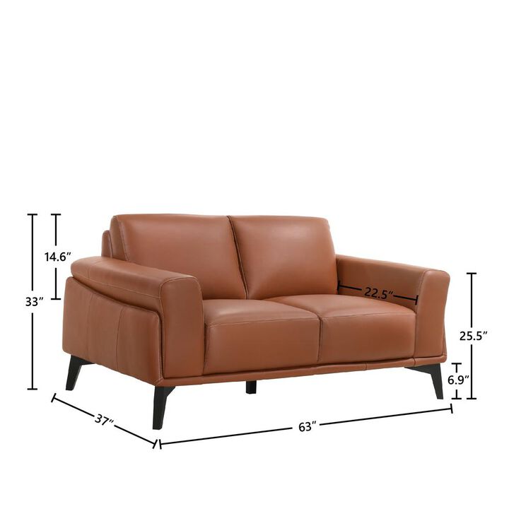 New Classic Furniture Furniture Como Leather Upholstered Loveseat in Terracotta