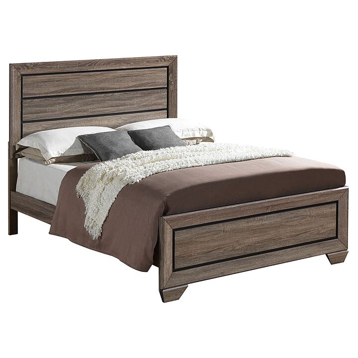 Bello 4pc Queen Bedroom Set, Transitional Washed Taupe Brown n Black
