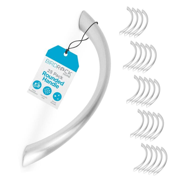 BIRDROCK HOME Sleek Rounded Handle - Brushed Nickel - Cabinet Drawer Pulls - Modern Adjustable Hardware for Kitchen, Bathroom, C