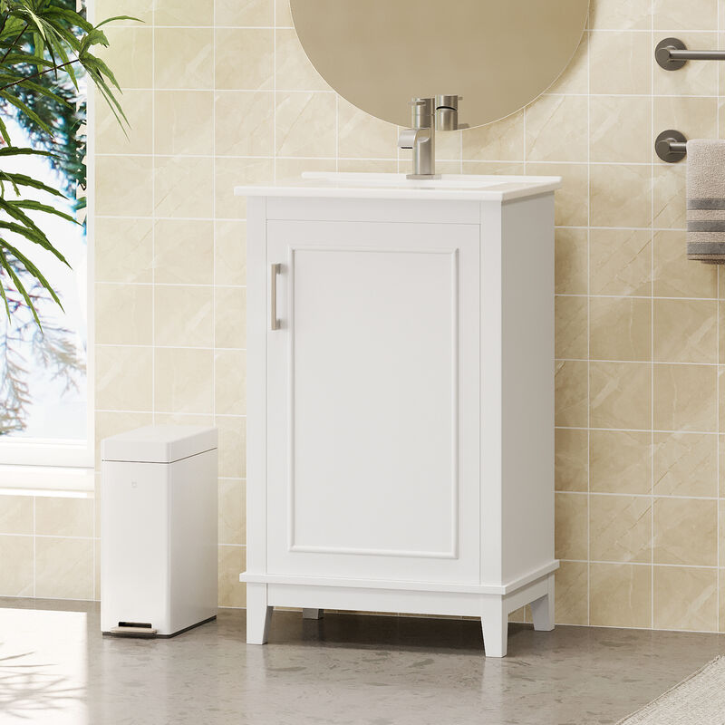 ELEMENT ACE Modern Compact Bathroom Vanity Cabinet with Ceramic Basin and Ample Storage Space image number 3