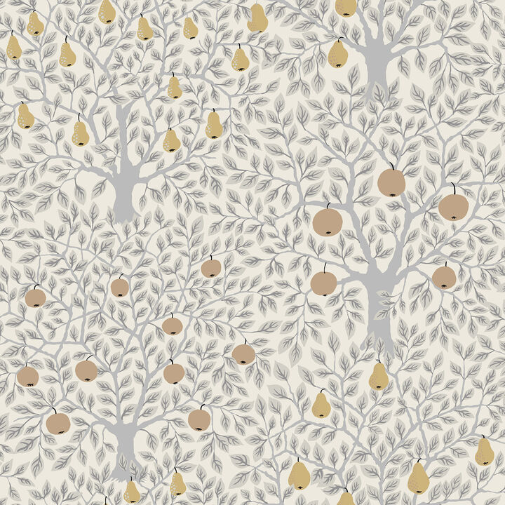 Pomona Light Grey Fruit Tree Wallpaper