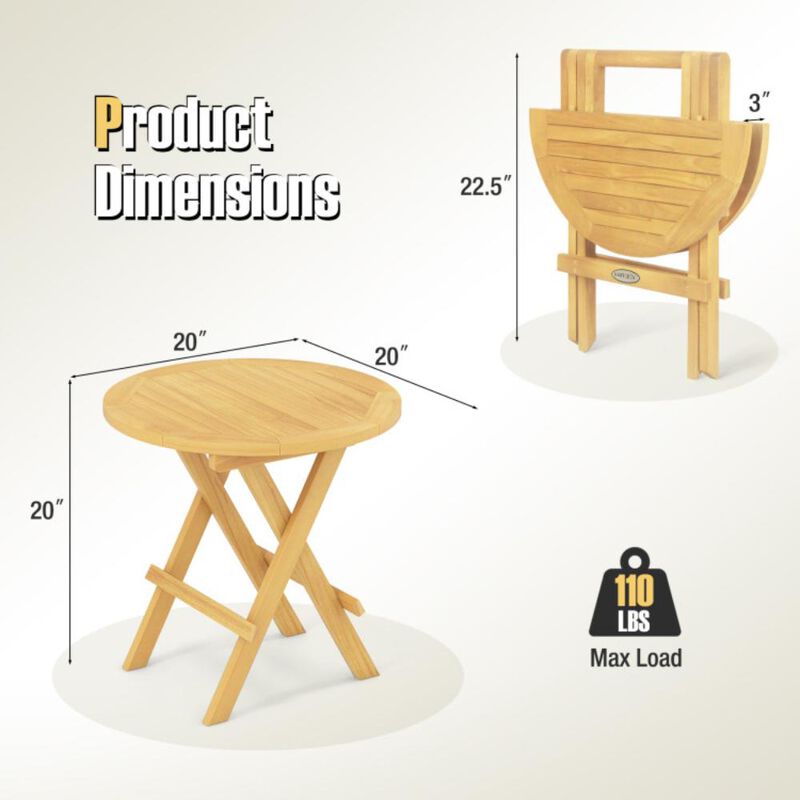 Hivvago Portable and Compact Outdoor End Table with X-shaped Legs and Slatted Tabletop
