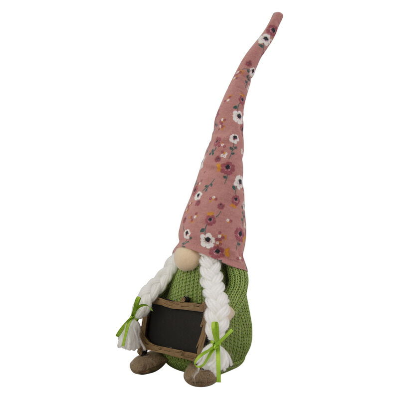 16" Pink Floral Springtime Gnome with Message Board