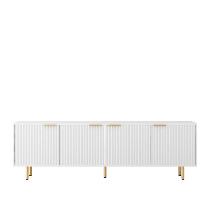 GOODSILO Fluted TV Stand with Storage Doors, Modern Entertainment Center for 55+ Inch TV, Living Room Media Cabinet