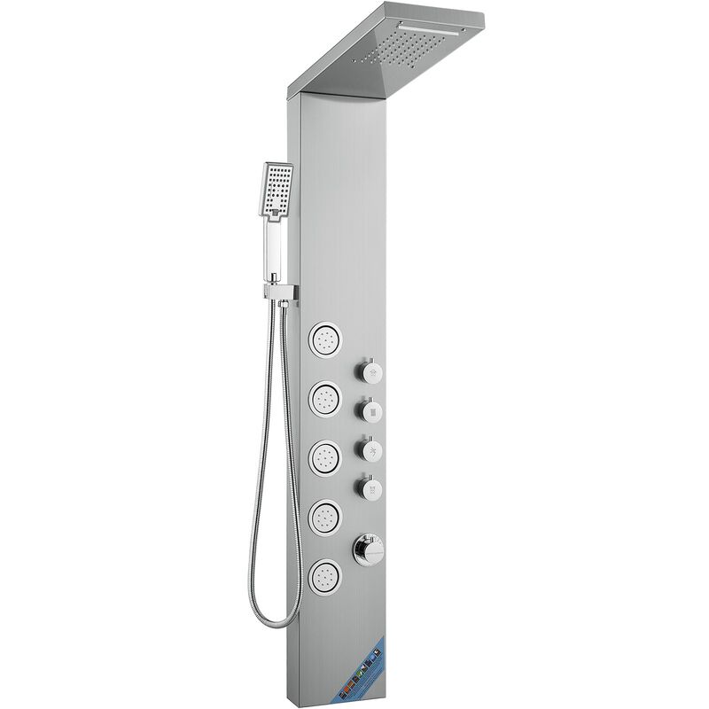 Shower Panel System with 4 Modes, 5 Full Body Jets, Handheld Shower and Hose-Silver image number 7