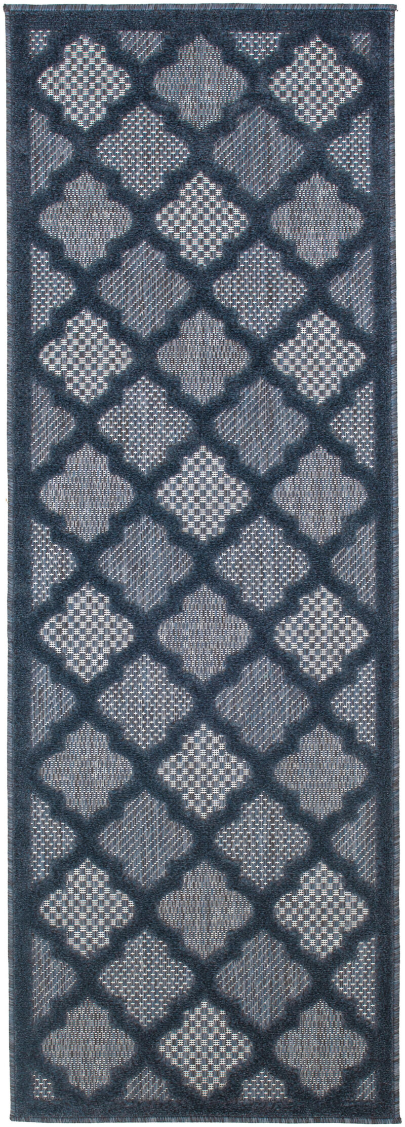 HomeRoots 6' Navy Blue And Ivory Geometric Indoor Outdoor Area Rug image number 2
