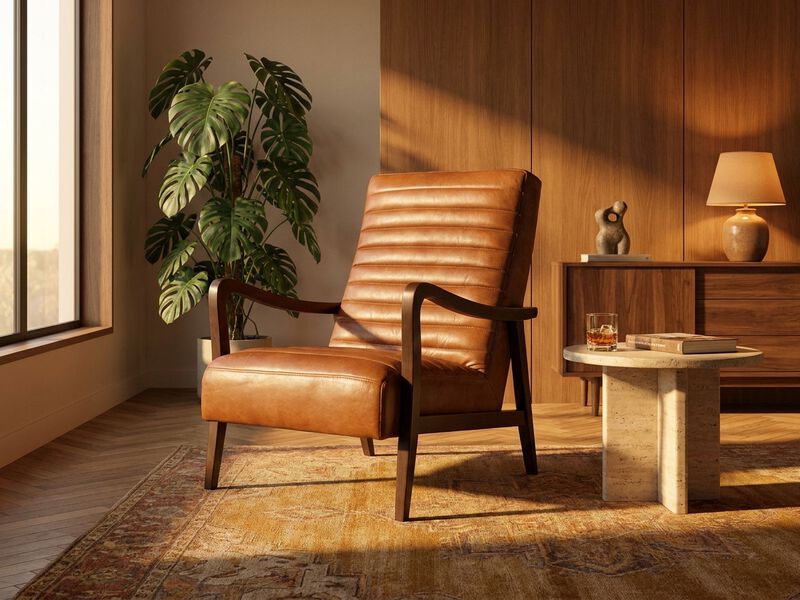 Oscar Leather Accent Chair image number 1