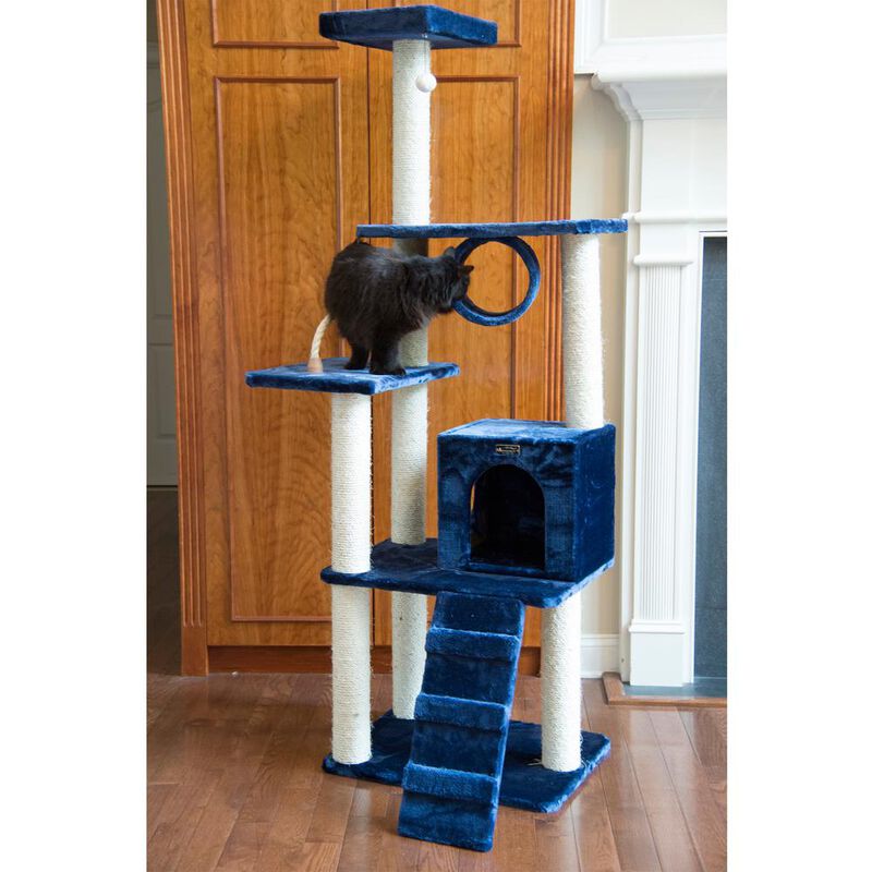 Armarkat 71 Navy Real Wood Cat Climbing Tower, Cat Scratching Furniture