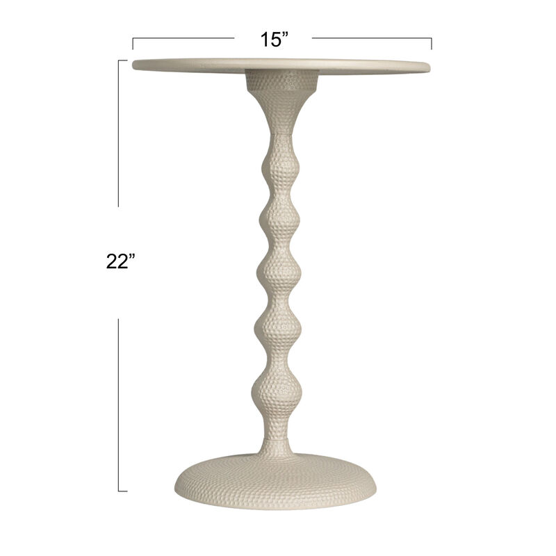 Hammered Metal Table, White image number 2