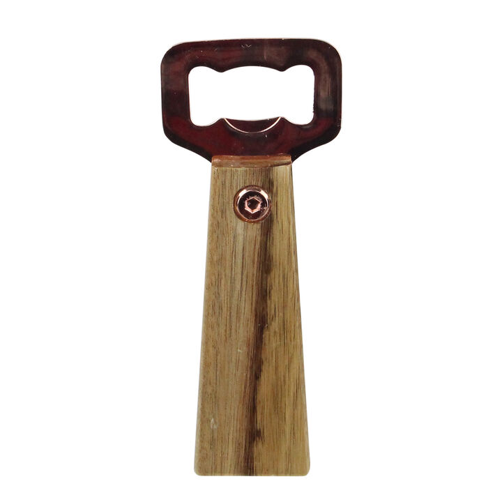 6" Rose Gold Bottle Opener with Acacia Wood Handle