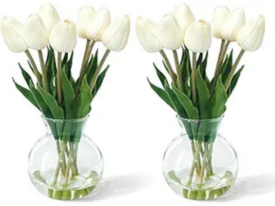 White Artificial Tulip Flower Stems Vase Filler Flowers Arrangement