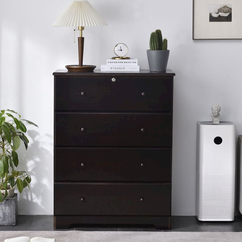 WPfurniture Isabela Collection Solid Pine Wood 4 Drawer Chest Dresser