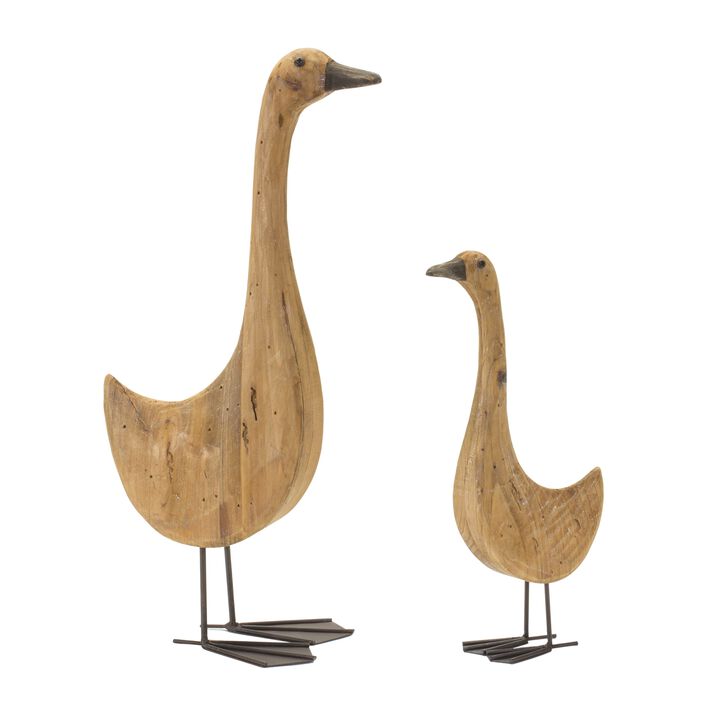 Set of 2 Goose Figurines &ndash; Charming Outdoor & Indoor D&eacute;cor for Home and Garden