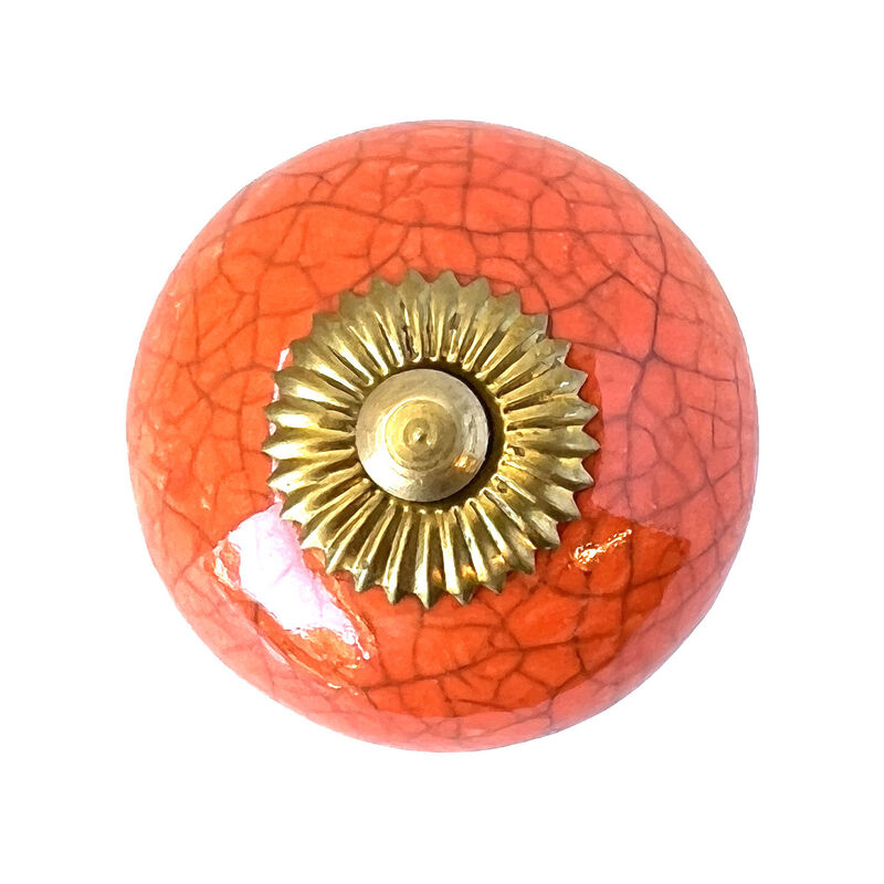 HomeRoots Set of Six Coral And Gold Ceramic Drawer Pull Knobs image number 2