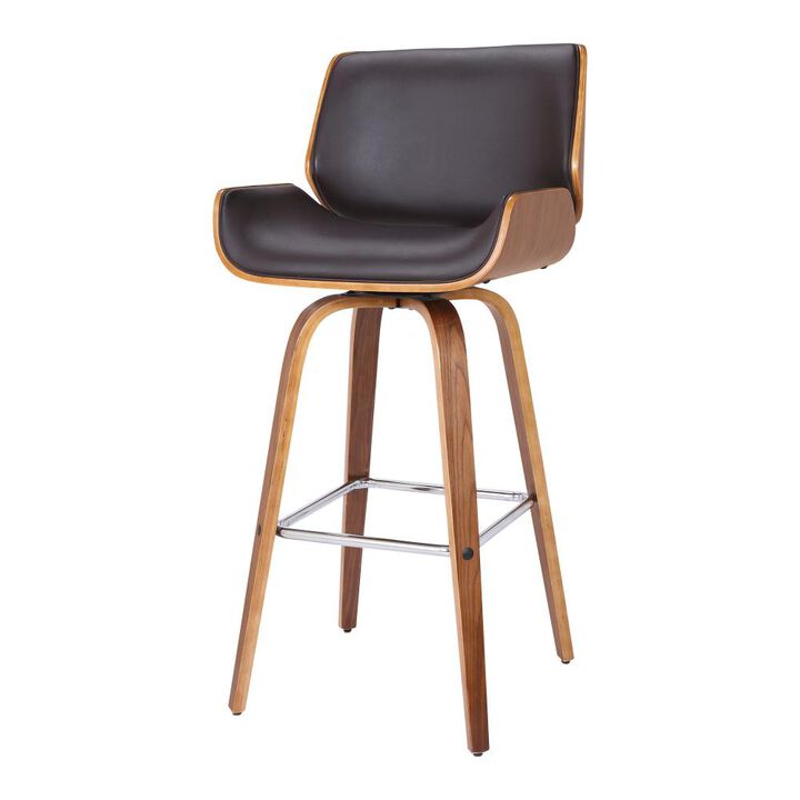 Hivvago 26 Inch Brown Solid Wood Swivel Low Back Counter Height Bar Chair