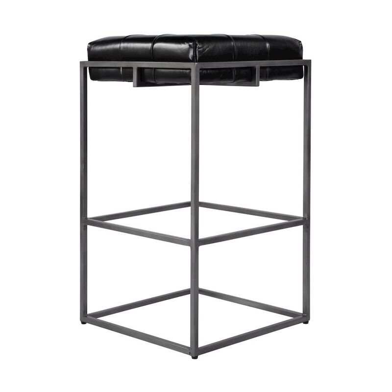 Butler Specialty 31 in. Seat Height Tufted Leather and Iron Backless Bar Height Stool, Footrest image number 3