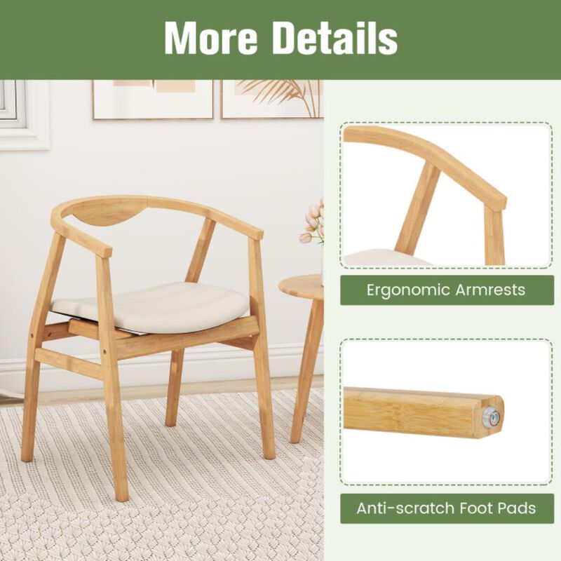 Bamboo Accent Chair with Armrest and Curved Backrest image number 3