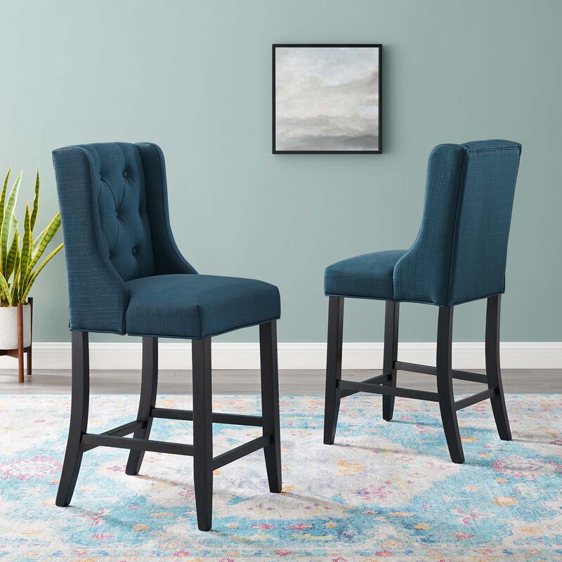 Baronet Counter Bar Stool Upholstered Fabric Set of 2 image number 1