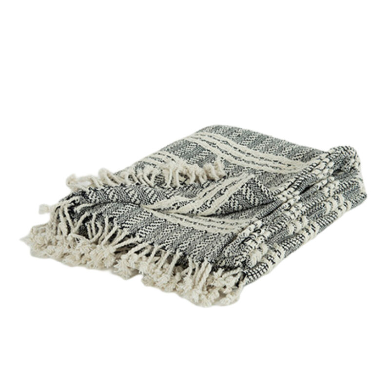 HomeRoots Black Woven 100% Cotton Throw Blanket image number 0