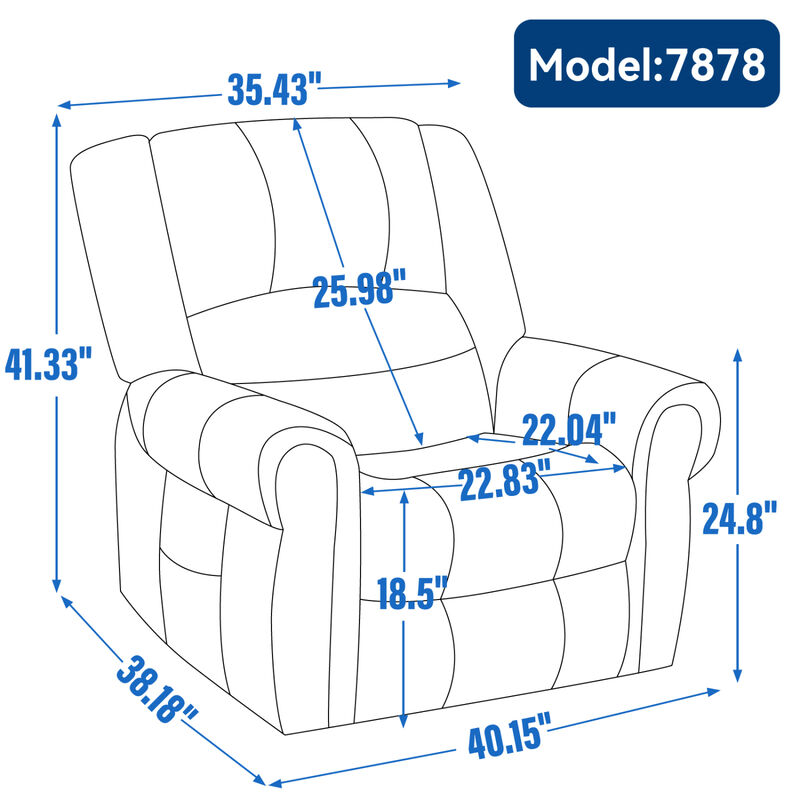 Streamdale Heavy Duty Leather Recliner with Heat & Massage image number 7
