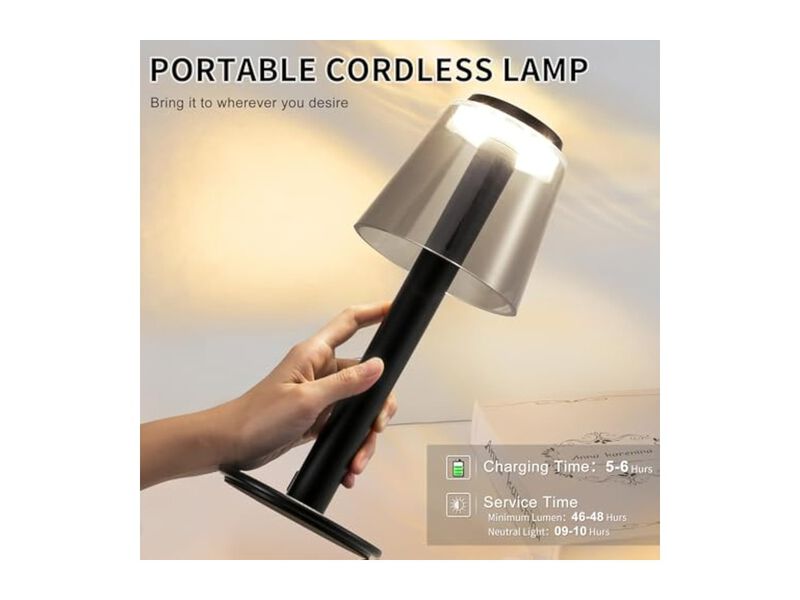 Cordless Rechargeable LED Table Lamp Metal Battery Operated Outdoor Portable image number 2