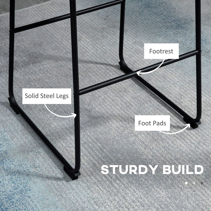 Brown Bar Seating: Set of 2 Vintage PU Leather Counter Height Stools