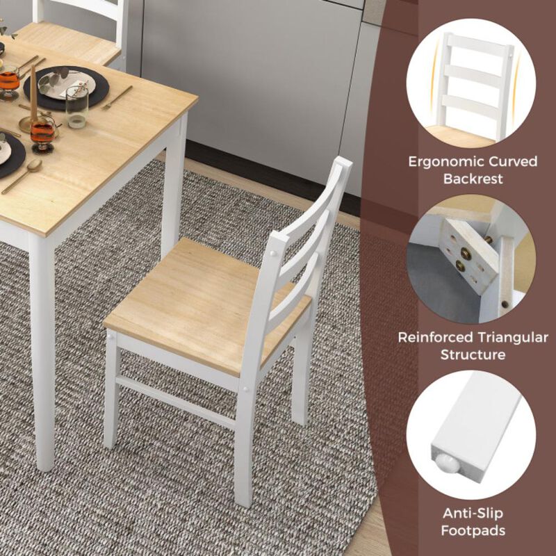 Hivvago 5-Piece Wooden Dining Set with Rectangular Table and 4 Chairs