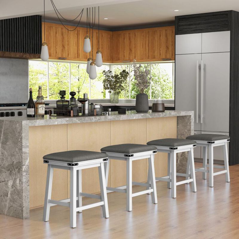 Hivvago Set of 2 24/30 Inch Dining Bar Stool with Acacia Wood Frame