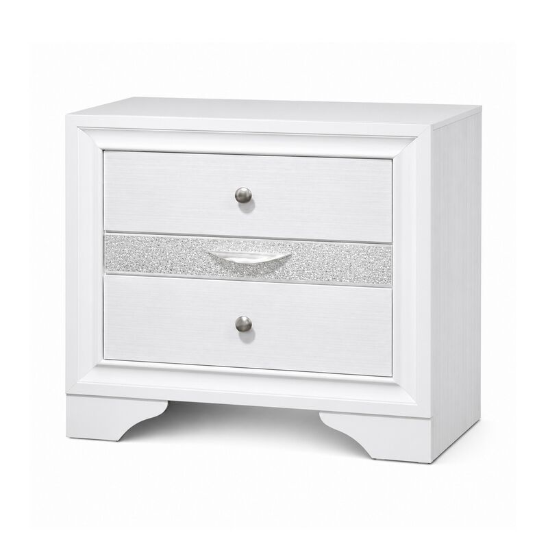 3pc King Bedroom Set, White Wood, One King bed With 2 Nightstands image number 3