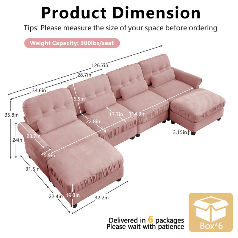 Jokceg Chenille U‑Shape Modular Sectional Sofa image number 9