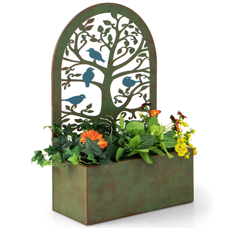 Set of 2 Decorative Raised Garden Bed for Climbing Plants-Rust