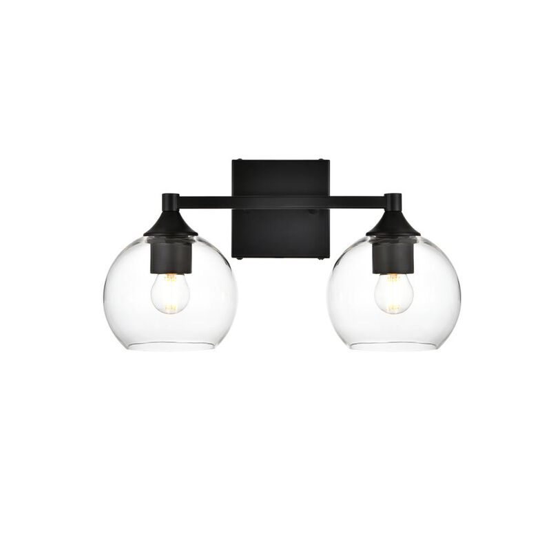 Living District Foster 2 light Black and Clear Bath Sconce