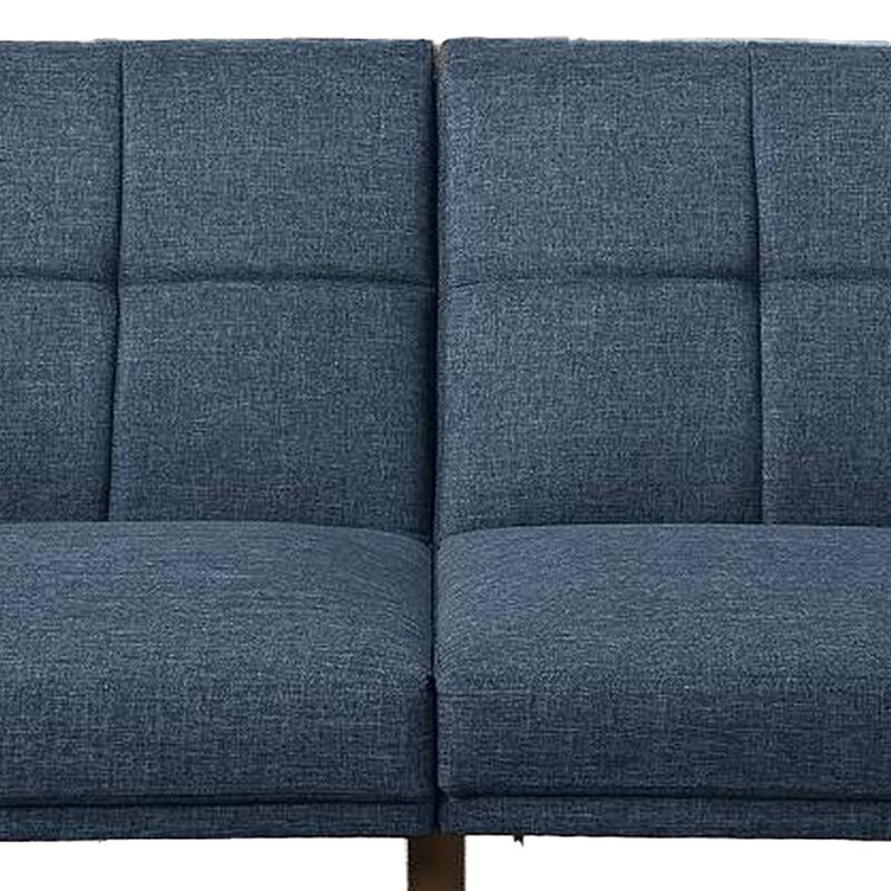 Fabric Adjustable Sofa with Square Tufted Back, Blue image number 3