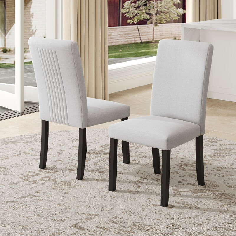 Whisen 4-Piece 23inch Upholstered Dining Chairs, Solid Rubber Wood Linen Mid-Century Modern for Kitchen Dining Room image number 2
