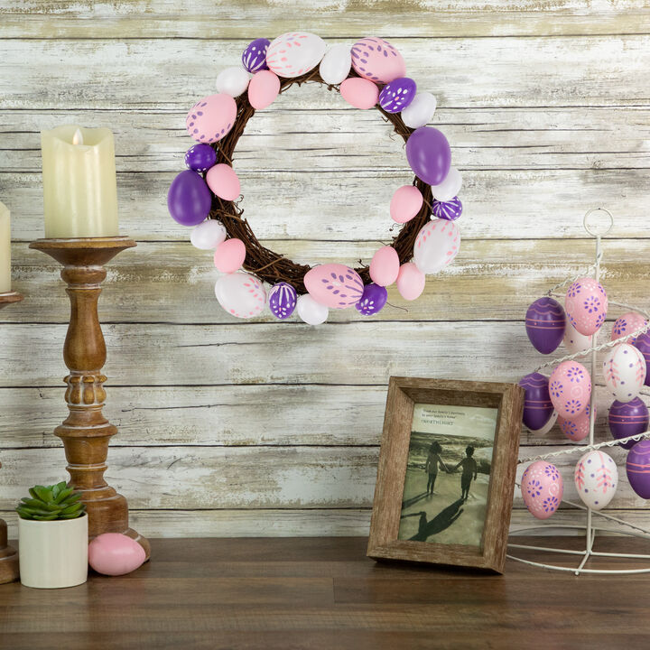 10" Pastel Pink  Purple and White Easter Egg Spring Wreath