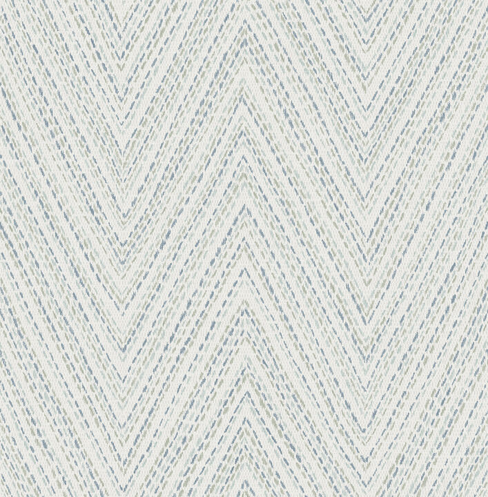 Lainey Blue Stitched Chevron Wallpaper (Set of 2)