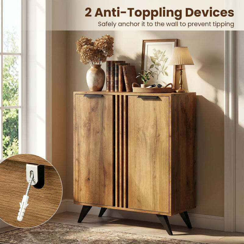 4-Tier Modern Freestanding Hidden Shoe Cabinet with 2 Doors image number 6