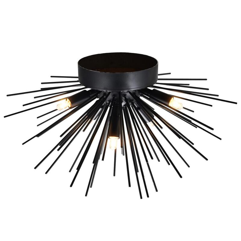 Savannah 6 Light Flush Mount With Black Finish