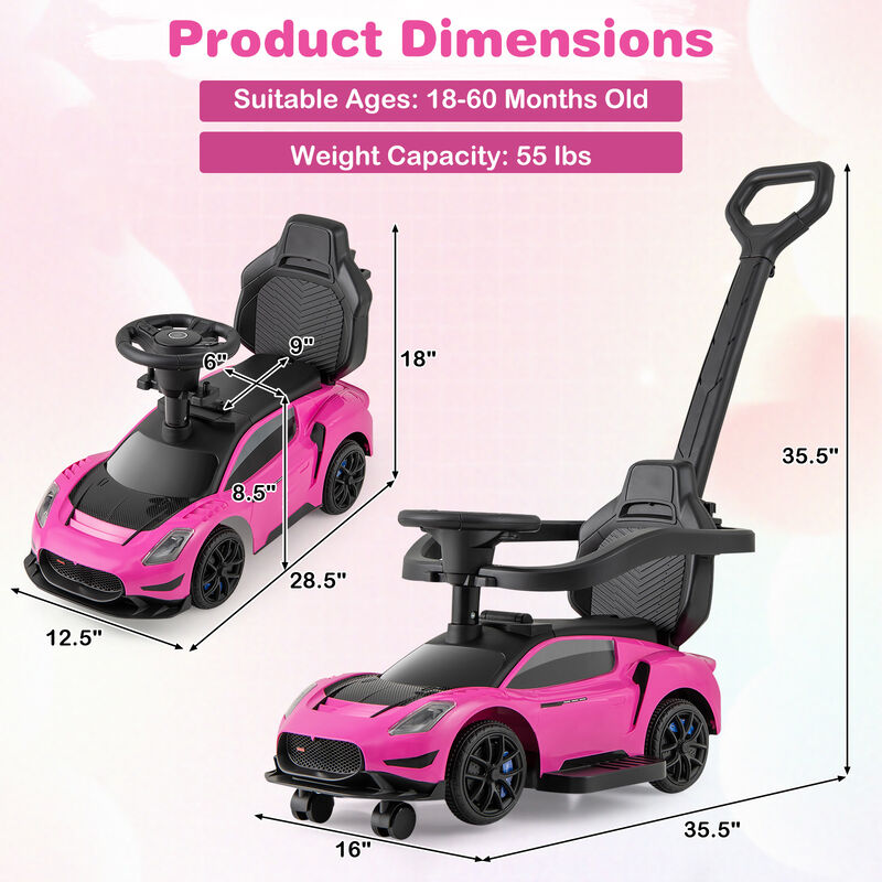 Kids 3 in 1 Ride On Push Car with Music and Sliding Function image number 2