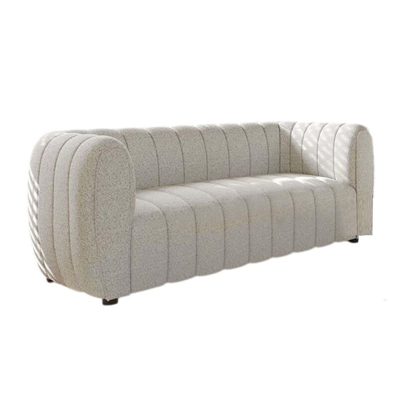 Hery Loveseat, 65 Inch, White Boucle, Vertical Channel Tufted Details - Benzara - Benzara