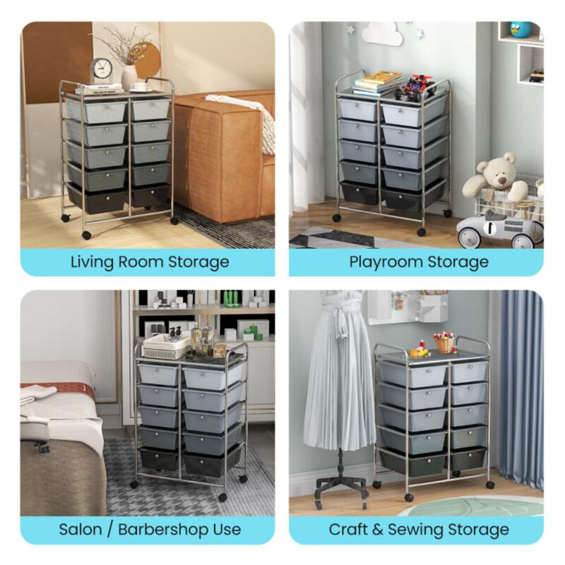 Hivvago 10-Drawer Rolling Storage Cart