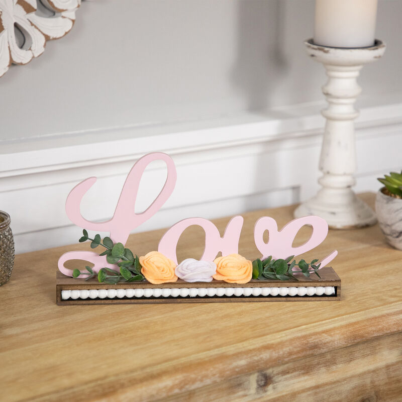 Love with Flowers Wooden Valentine's Day Sign - 11.25"