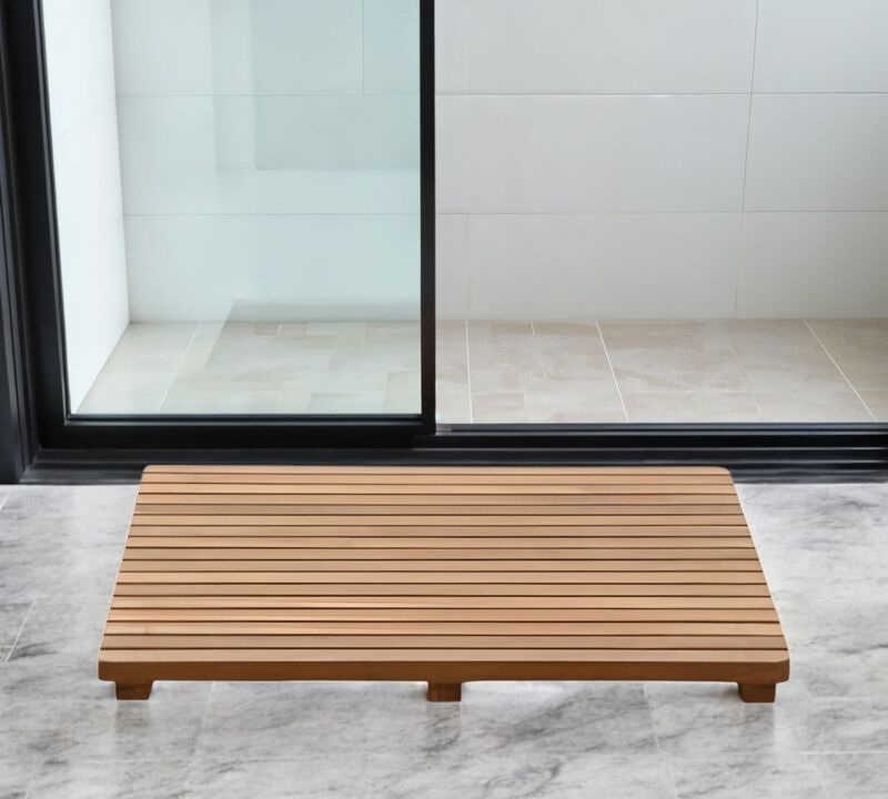 HomeRoots Natural Teak 24" Square Shower Mat