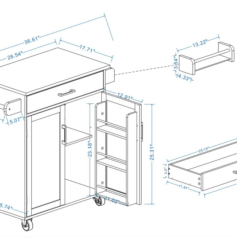 Kitchen Island Rolling Cart image number 2