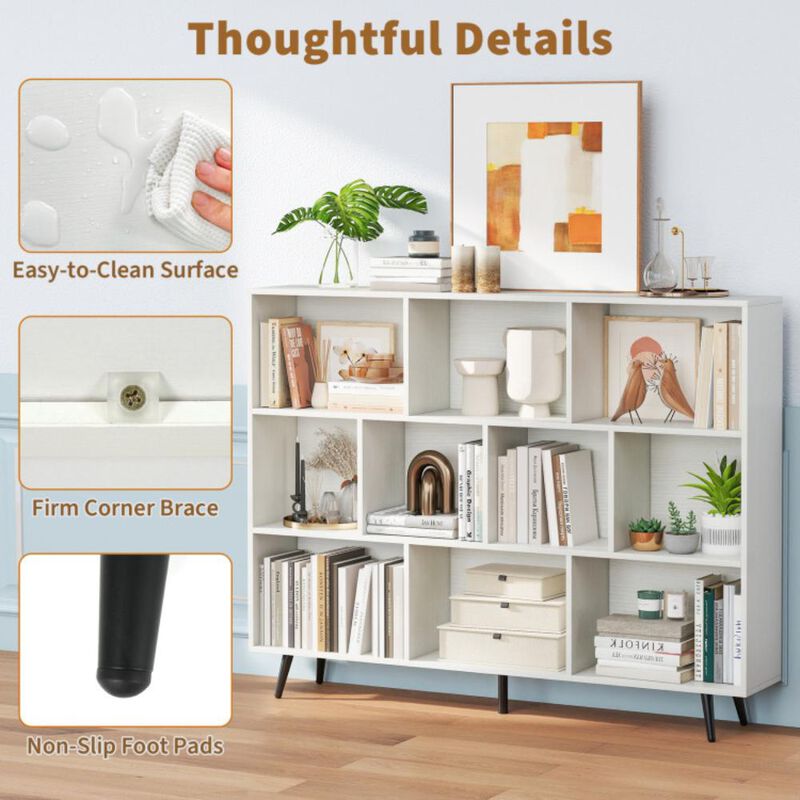 Hivvago Bookcase with 5 Tapered Metal Legs-10 Cubes