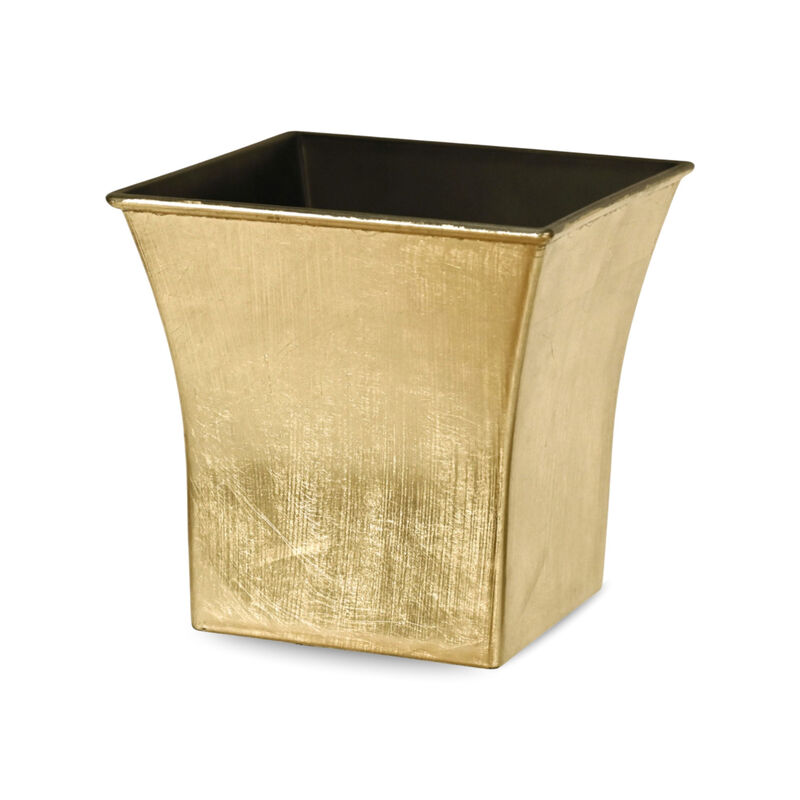 HomeRoots 7" Gold Recycled Plastic Indoor Outdoor Square Pot Planter image number 0