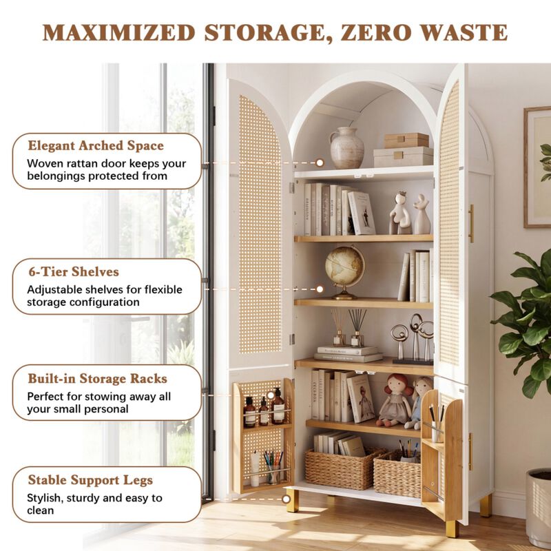 Arched Rattan Door Storage Cabinet image number 4