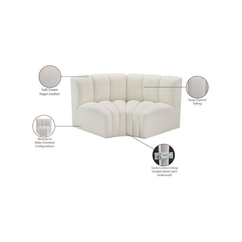 Meridian Furniture Arc Cream Vegan Leather Modular Sofa