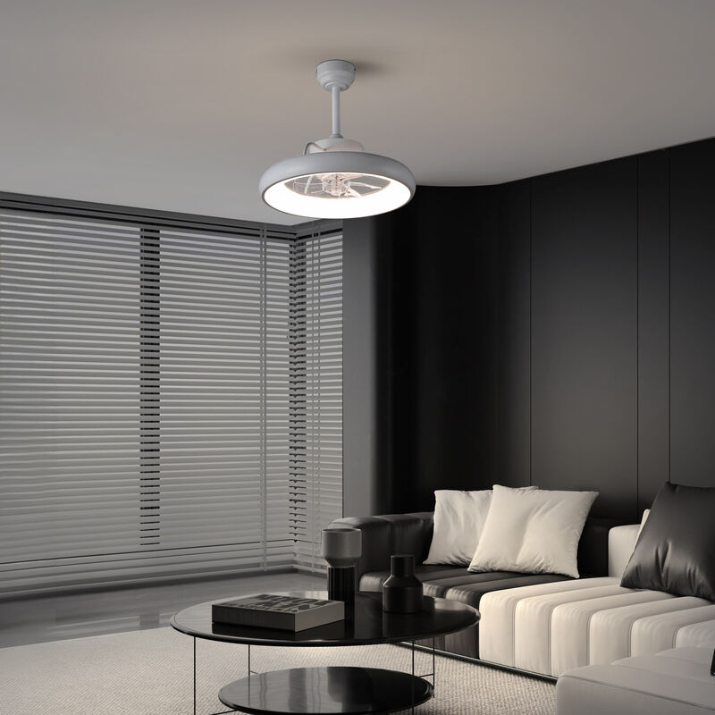 Loren Modern Contemporary 6-Speed Metal Mobile-App/Remote-Controlled Dimmable Smart Integrated LED Ceiling Fan