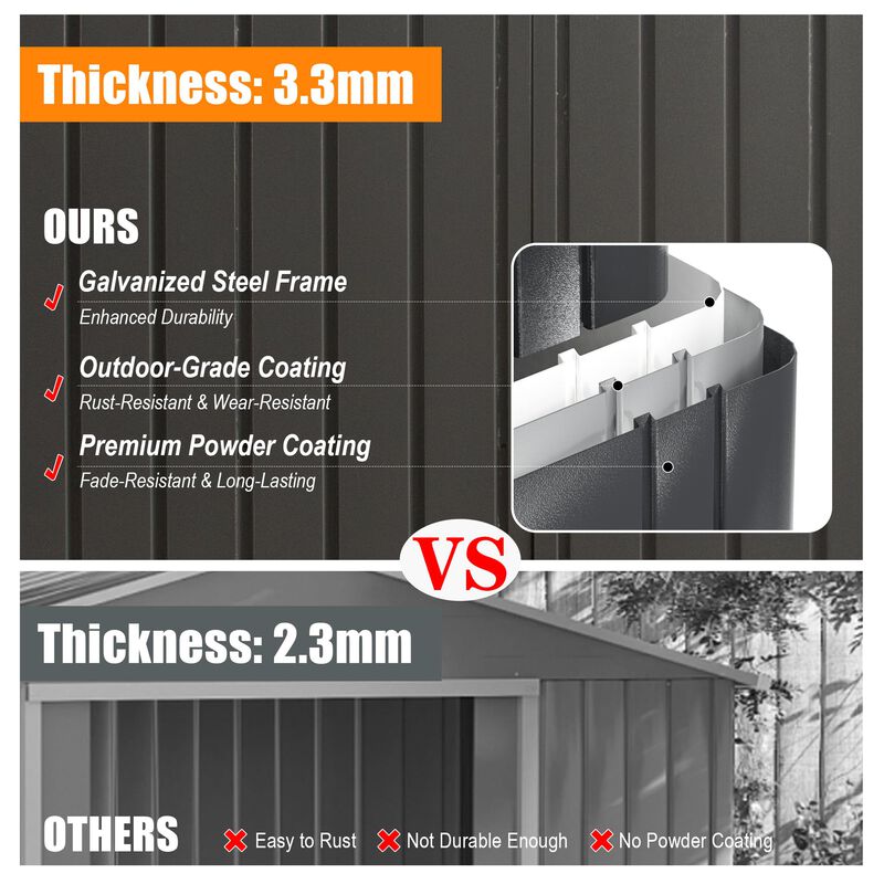 Mondawe 12x20FT Outdoor Metal Garage Shed, Extra Large Metal Carport with Lockable Double Hinged Doors image number 5